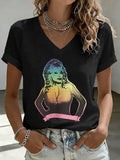 V-Neck Retro Dolly Queen Of Country Print T-Shirt