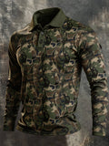 Men's Retro Color-Block Long-Sleeve Polo Shirt