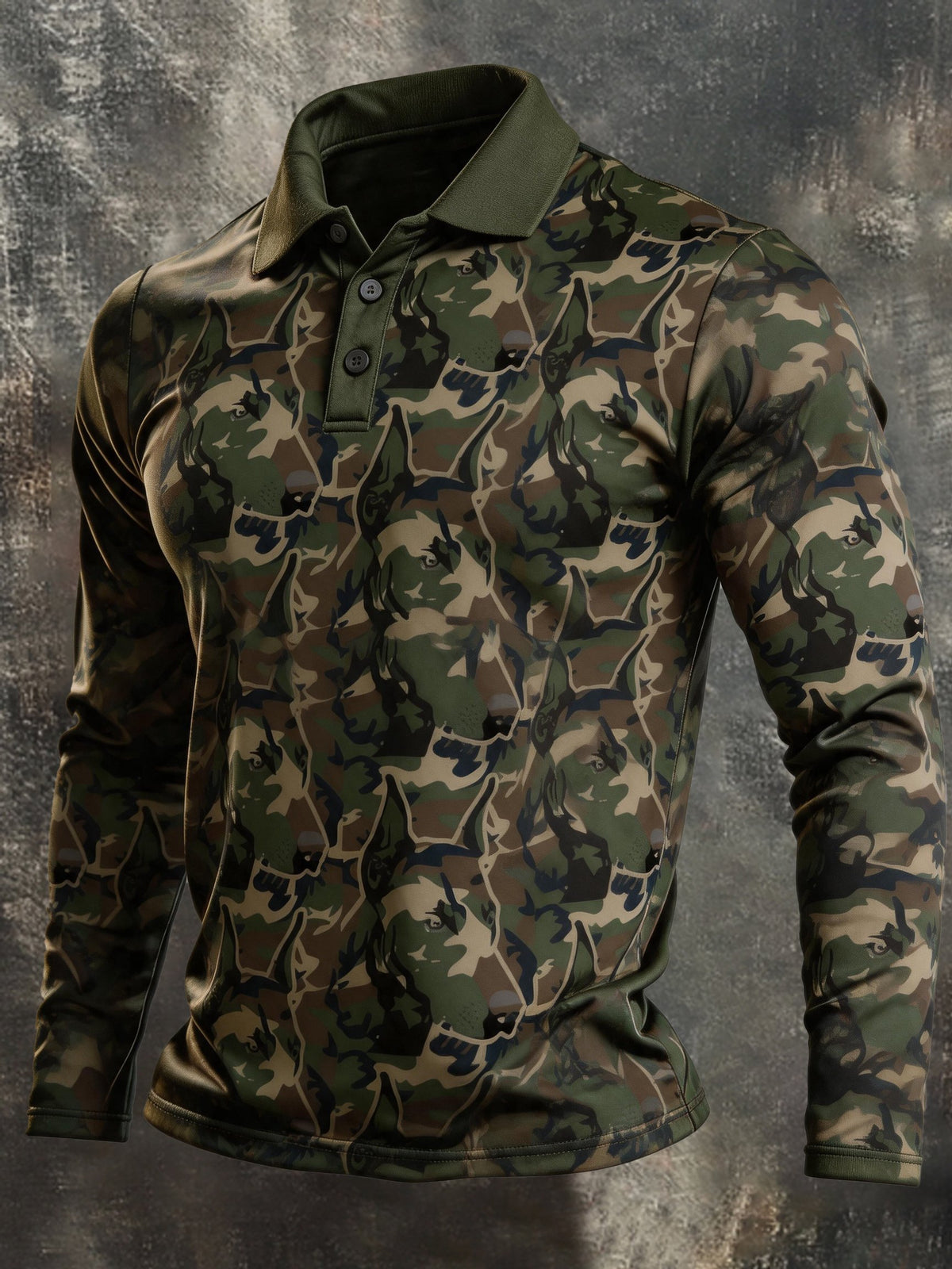 Men's Retro Color-Block Long-Sleeve Polo Shirt