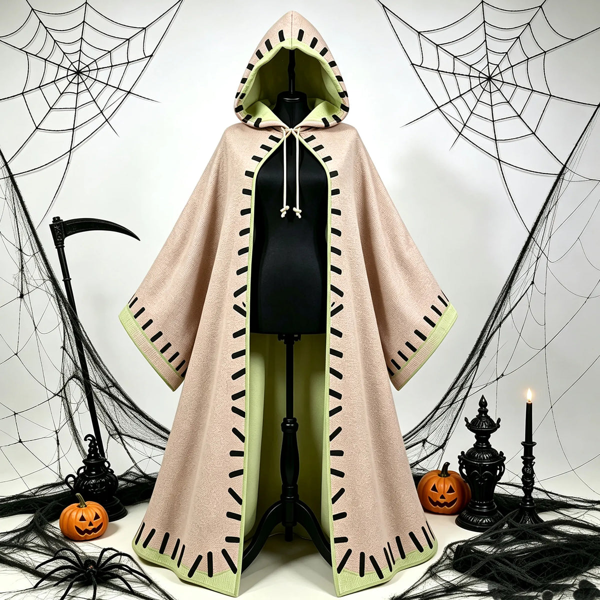Women's Vintage Style Halloween Themed Casual Hooded Cape Coat