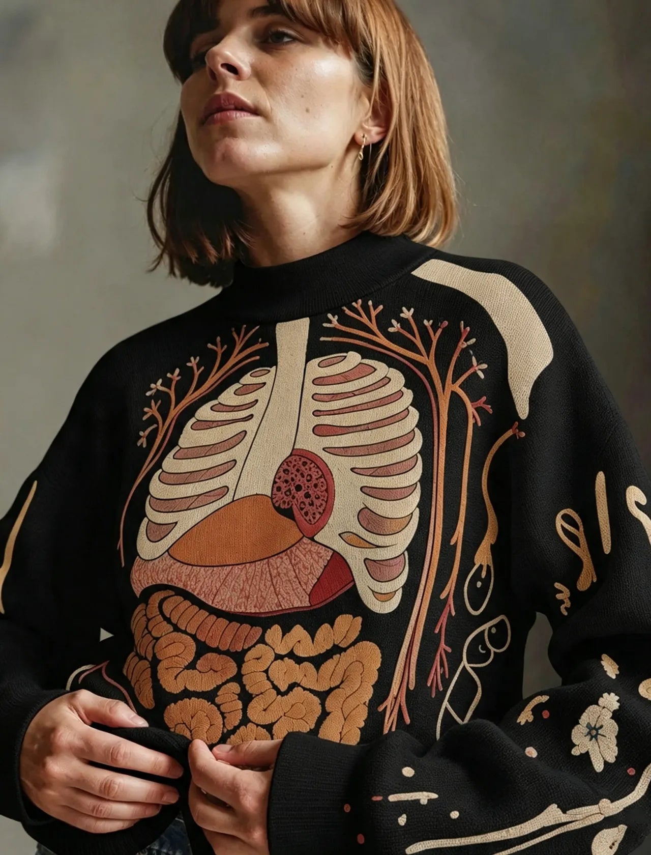 Classic Halloween Anatomy Art Chunky Knitted Sweater