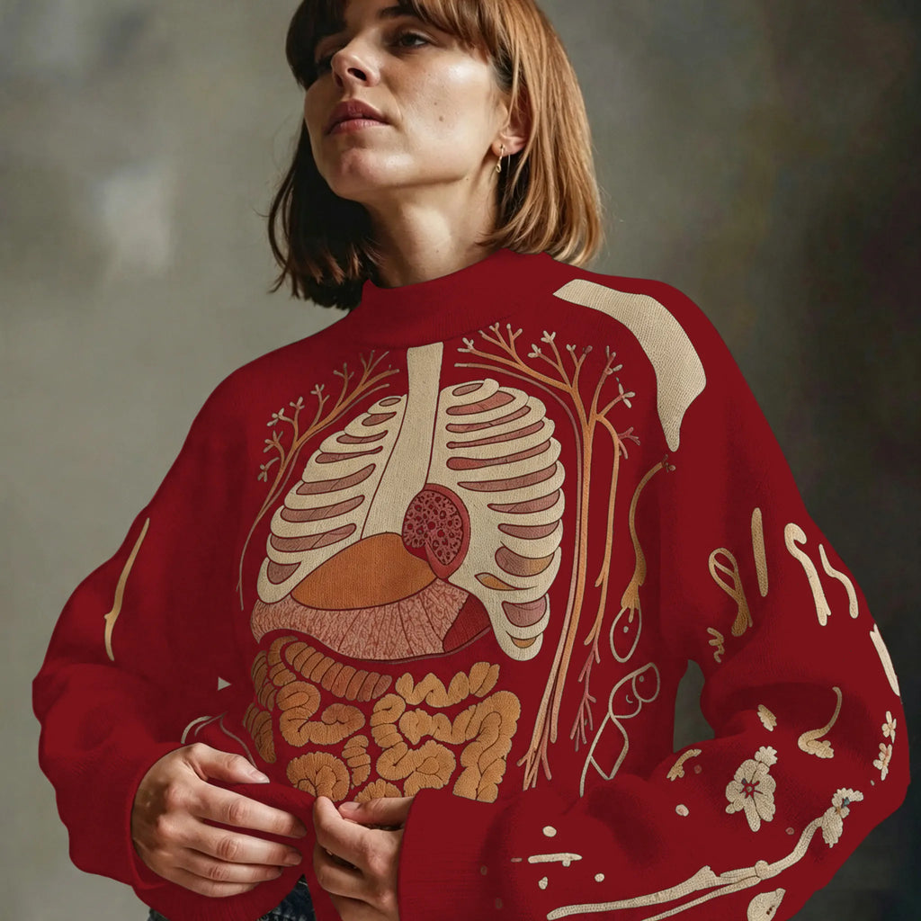 Classic Halloween Anatomy Art Chunky Knitted Sweater