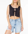 Bow-Tie Lace-Up Round Neck Vest
