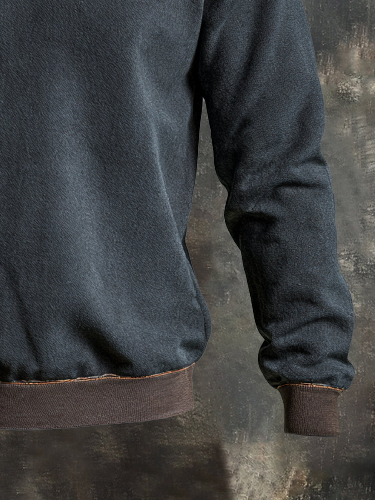 Men's Vintage-Style Distressed Color-Block Sweatshirt with Small V-Neck
