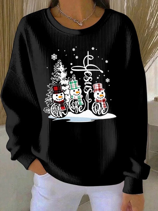 Women's Christmas Faith Print Crew Neck Sweatshirt