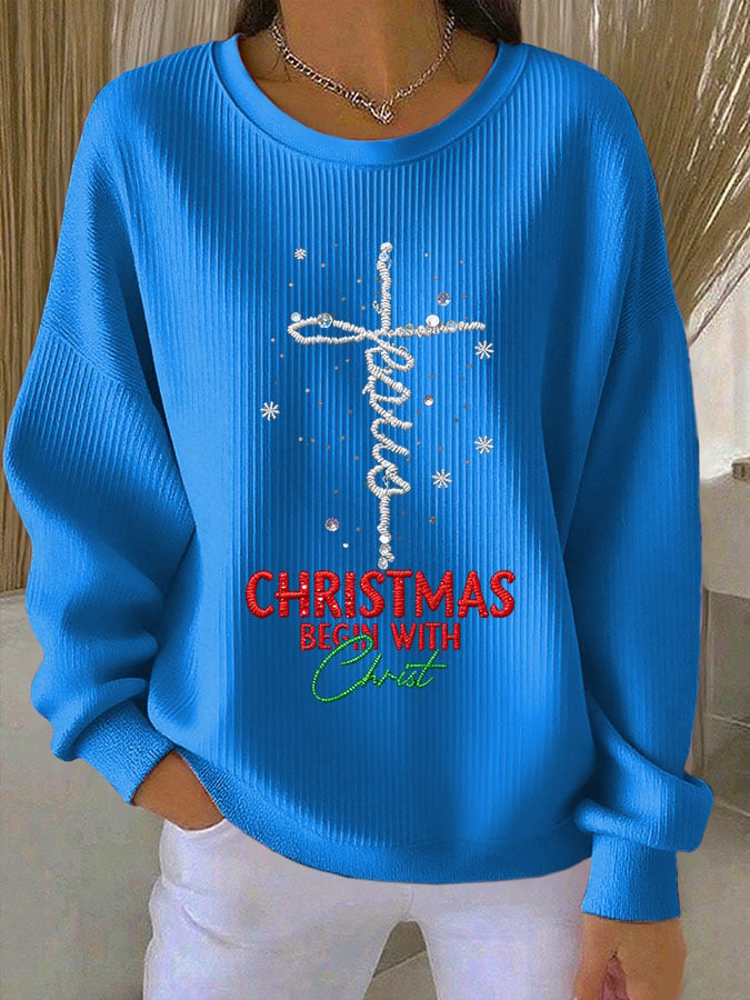 Women's Casual Print Long Sleeve Knit Top