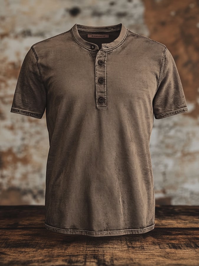 Men's Henry vintage-style waffle-knit short-sleeved T-shirt