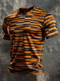 Men's Retro Color-Block Crew-Neck Short-Sleeve T-Shirt