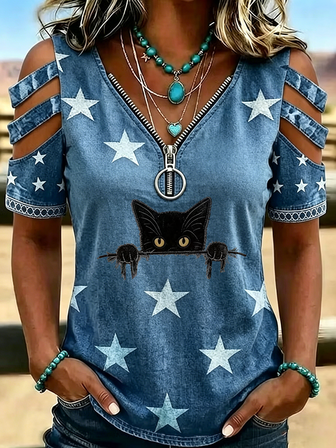 Women's America Flag Print Casual Top