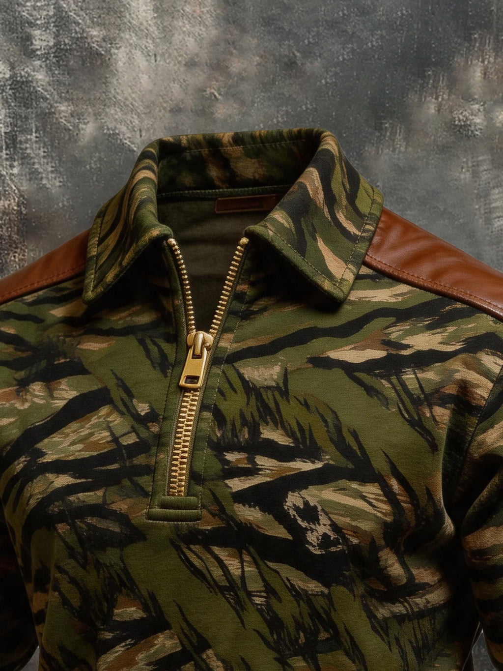 Men's Retro Color Block Print Color-Blocked Zip-Up Sweatshirt
