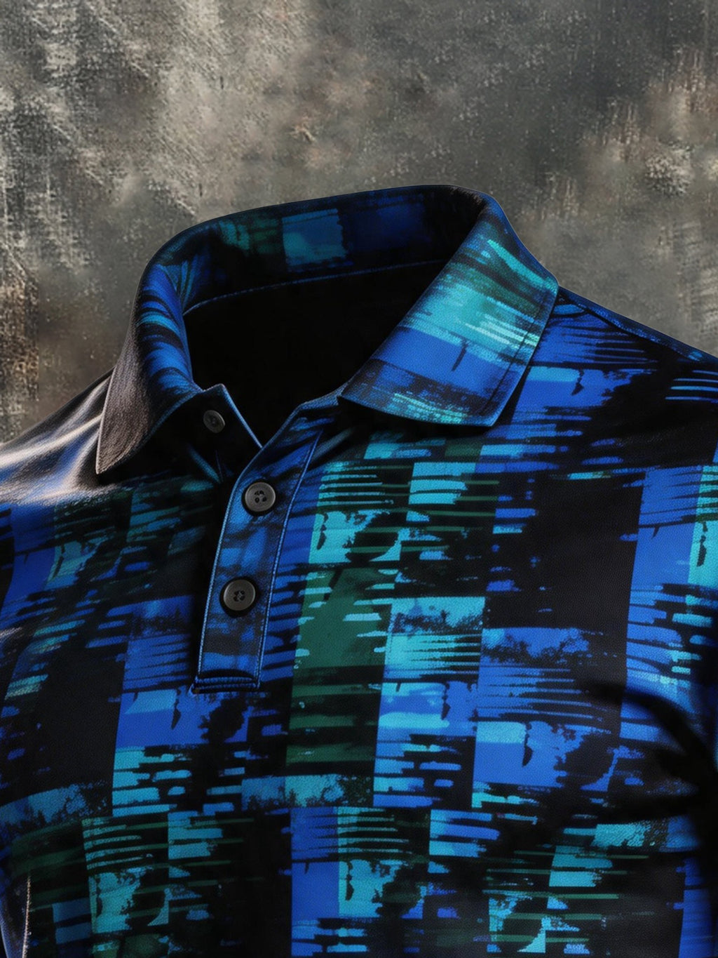 Men's Retro Color-Block Camouflage Short-Sleeve Polo Shirt