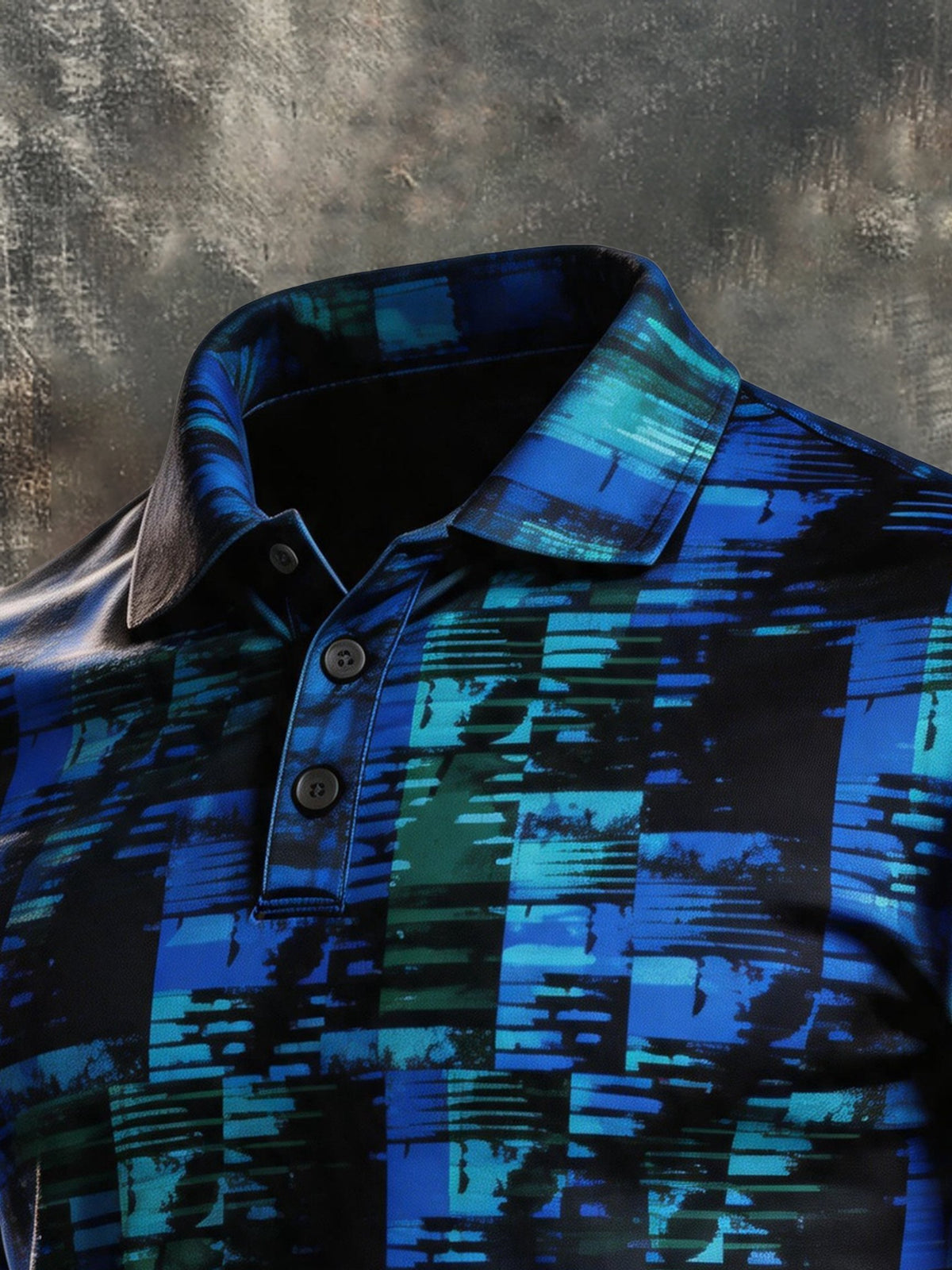 Men's Retro Color-Block Camouflage Short-Sleeve Polo Shirt