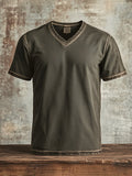 Men's vintage style V-neck T-shirt
