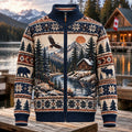 Men's Retro Style Animal Pattern Iceland Knit Cardigan
