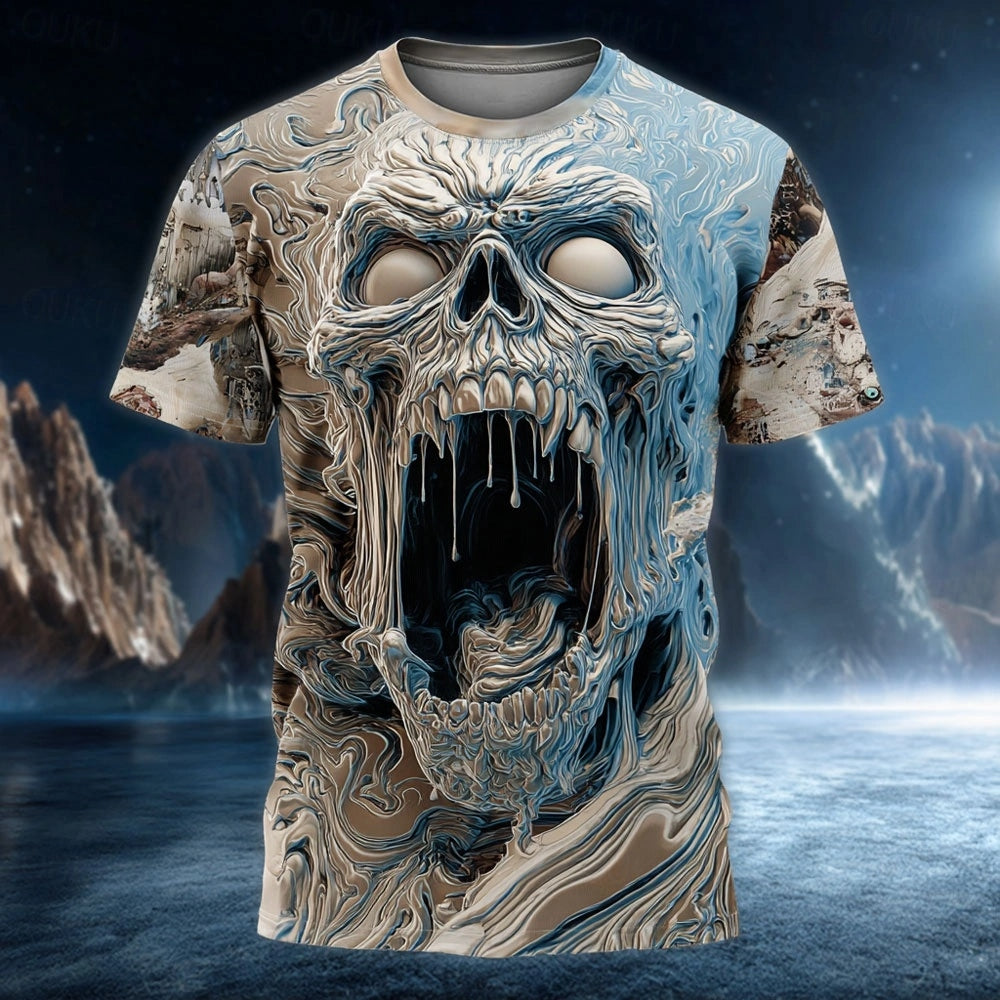 Halloween Men's 3d Skull Short Sleeve T-shirt