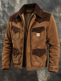 Men’s Vintage Waffle-Knit Thermal Multi-Pocket Western-Style Outdoor Jacket