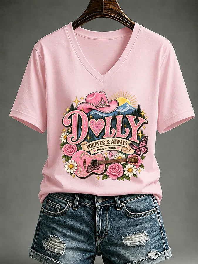 Women'S Country Music Printed V-Neck Casual T-Shirt