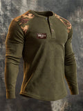 Men's Vintage Camo DD-214 Long-Sleeve Henley T-Shirt