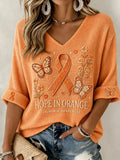 Women's Leukemia Awareness Casual Printed T-Shirt