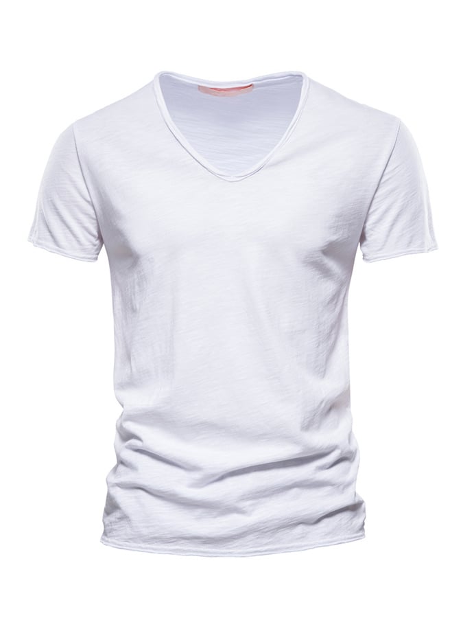 Men's Basic Casual Cotton V-Neck Short Sleeve T-Shirt