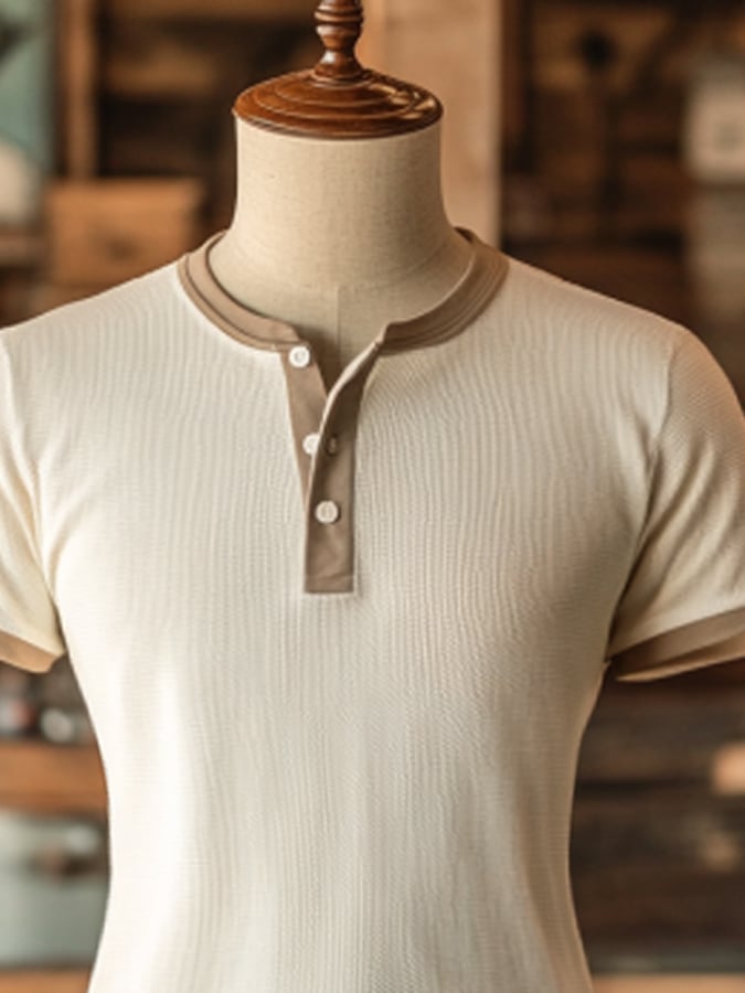 Men's waffle henley short sleeve t-shirt