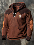 Men's Retro Textured Waffle-Knit Panel Sweatshirt