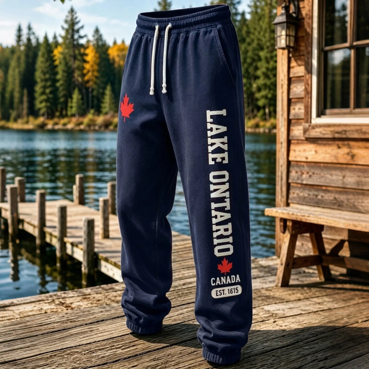 Men's 1615 Lake Ontario Canadian Print Casual Sweatpants