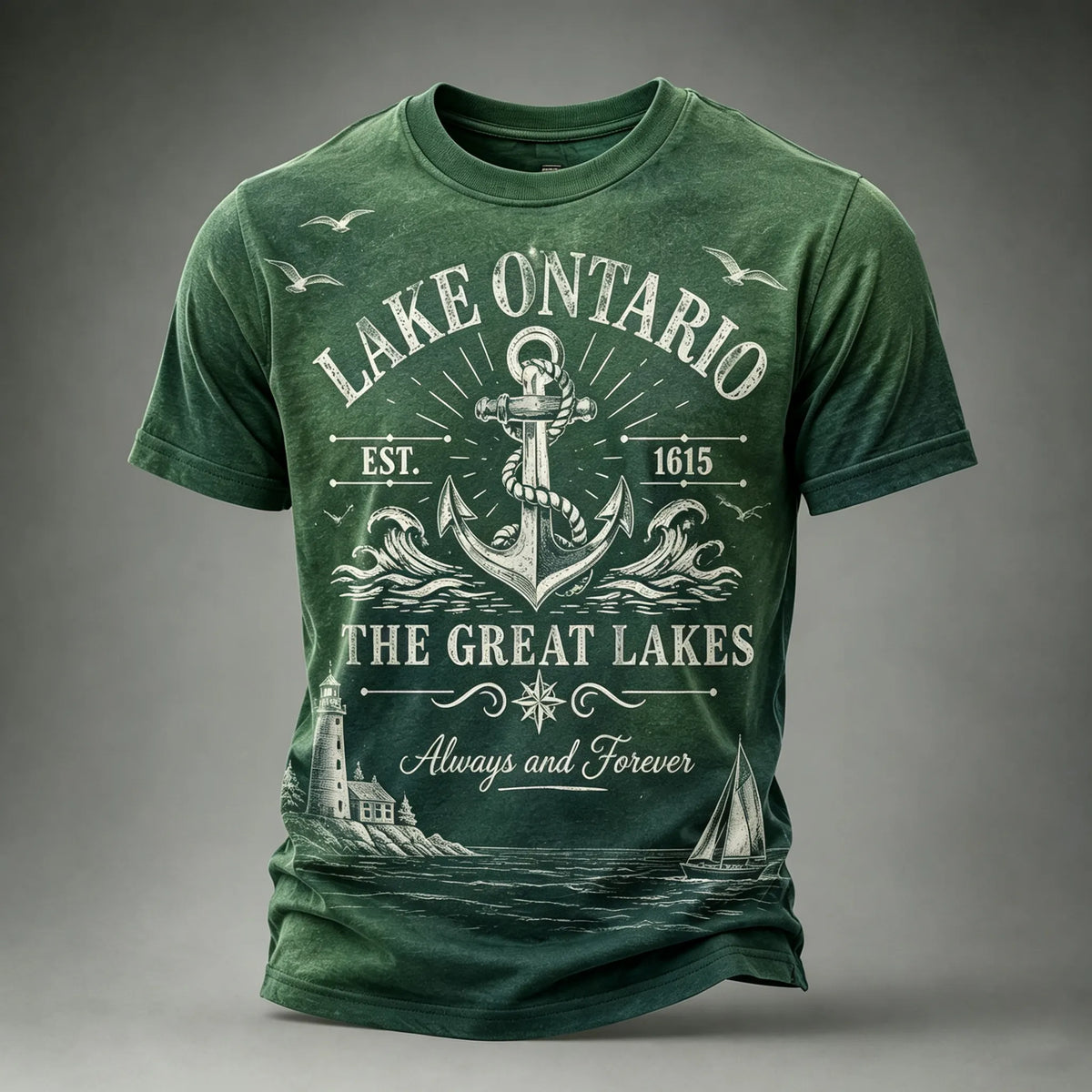 Men's Retro Lake Ontario Print T-shirt