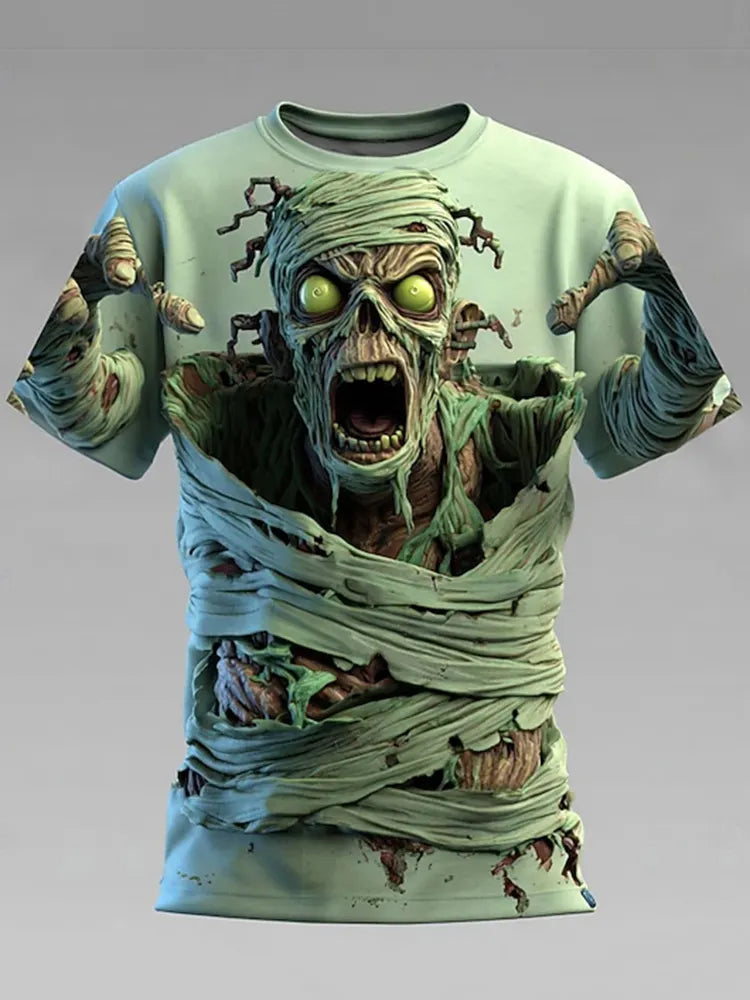 Men's Halloween Optical Illusion Zombies 3d Short Sleeve T-shirt