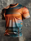 Men's Retro Color-Block Crew-Neck Short-Sleeve T-Shirt