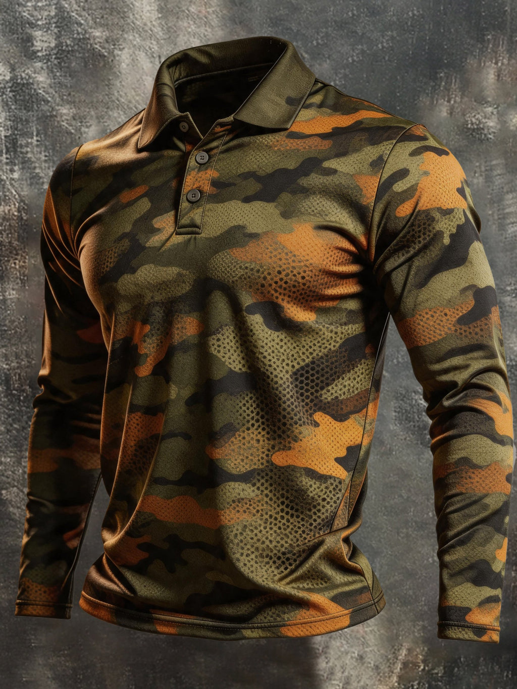Men's Retro Color-Block Long-Sleeve Polo Shirt