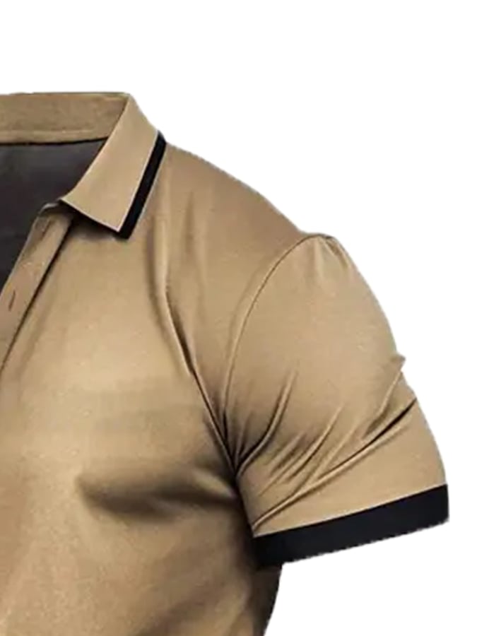 Men's vintage-look polo shirt with color block pattern