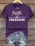 Women's Retro Faith In FREEDOM Print T-Shirt