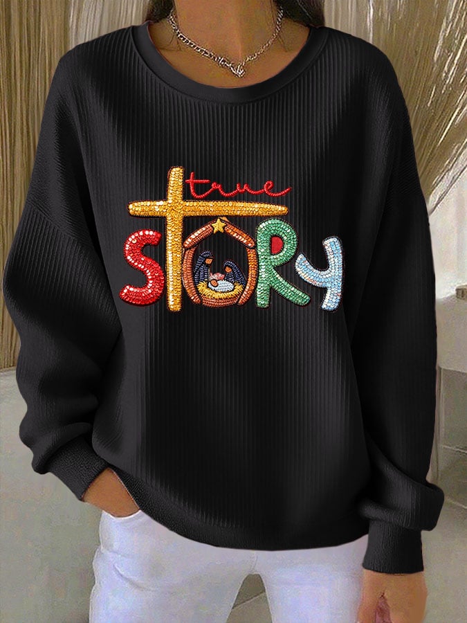 Women's Casual Print Long Sleeve Knit Top