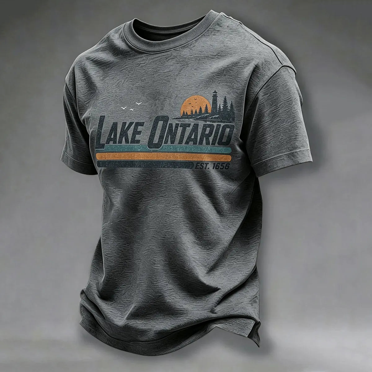 Men's Ontario Lake Printed Casual T-shirt