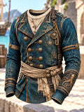 Men's Nautical Captain Print Long-Sleeve Shirt