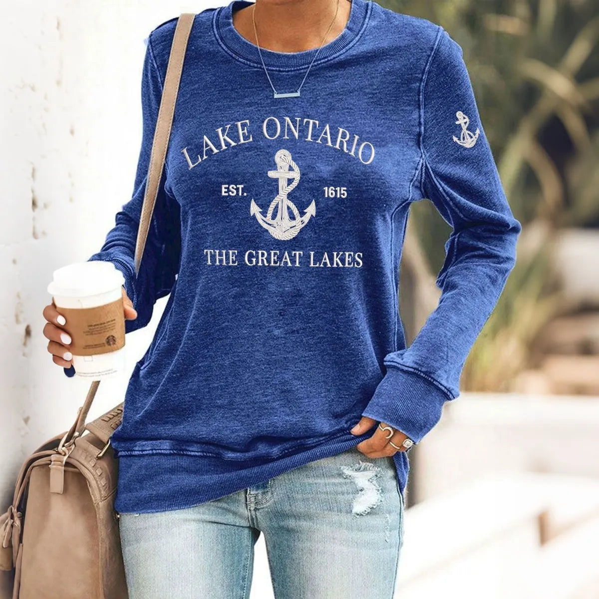 Retro Lake Ontario Est 1615 The Great Lakes Print Sweatshirt