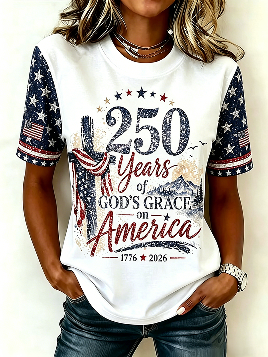 250Th Anniversary Commemorative Faith Glitter Printed Round Neck Top In The United States
