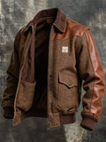 Men's Vintage Herringbone Outdoor Leather Jacket