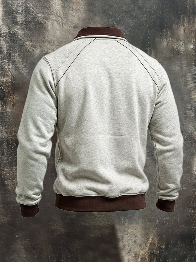 Men’s Retro Color-Block Quarter-Zip Sweatshirt