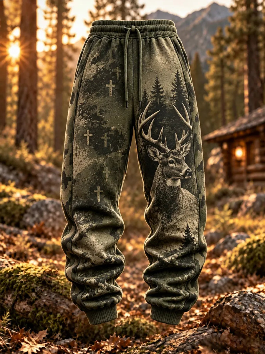 Men’s Retro Deer Hunting Relaxed Drawstring Pants