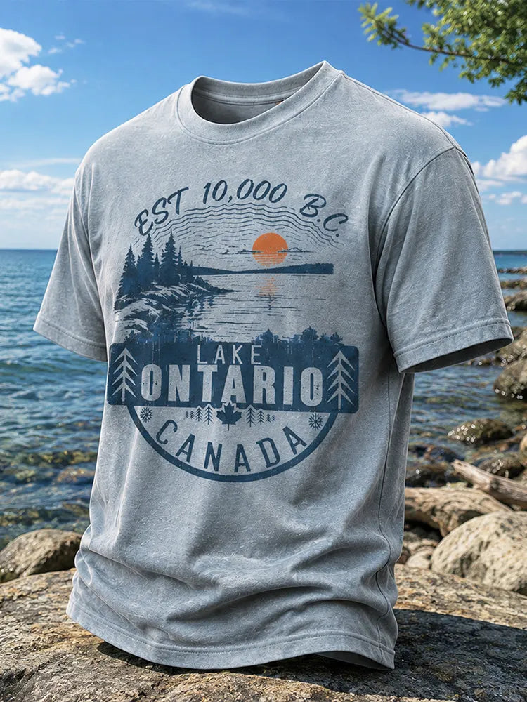 Vintage Canadian Ontario Est. 10,000 B.c. Printed T-shirt