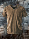 Men's vintage style V-neck short sleeve t-shirt