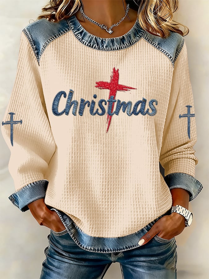 Women's Casual Christmas Merry Christmas Faith Sweatshirt