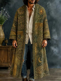 Men's Vintage Boho Peacock Moth Celestial Blocks Art Print Kimono Cardigan