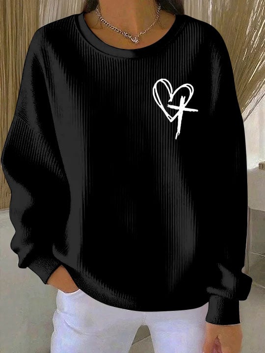 Women's Jesus has my back Art Print Crew Neck Sweatshirt
