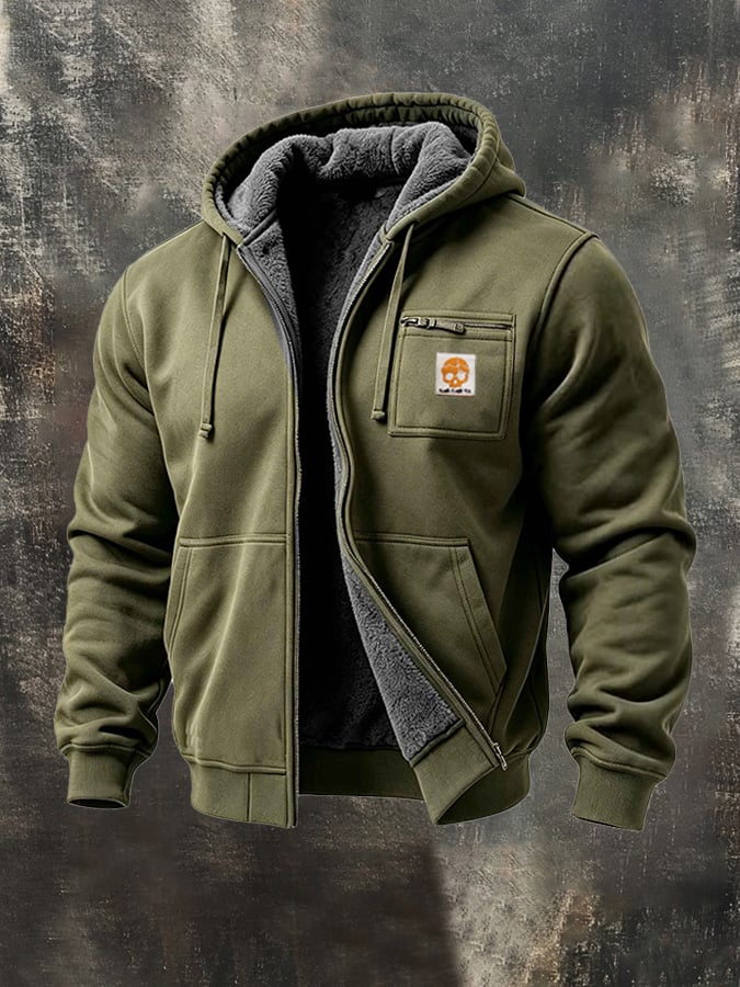 Men's Vintage Fleece-Lined Warm Hooded Jacket