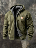 Men's Vintage Fleece-Lined Warm Hooded Jacket