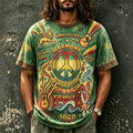 Men's One Love Reggae Lion Peace Print Crew Neck Short Sleeve T-Shirt