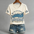 Women's Lake Ontario Casual Art Printed V-neck T-shirt